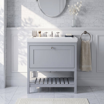 Fairford Juliette Satin Grey 800mm 1 Drawer Floorstanding Vanity Unit with 3 Tap Hole Basin