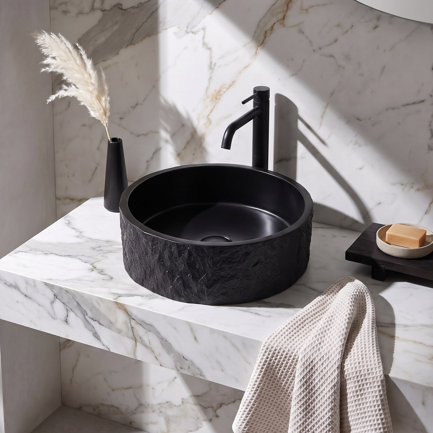 365 x 365mm Naturale Black Round Countertop Basin