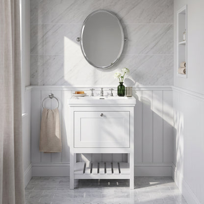 Fairford Juliette Satin White 600mm 1 Drawer Floorstanding Vanity Unit with 3 Tap Hole Basin