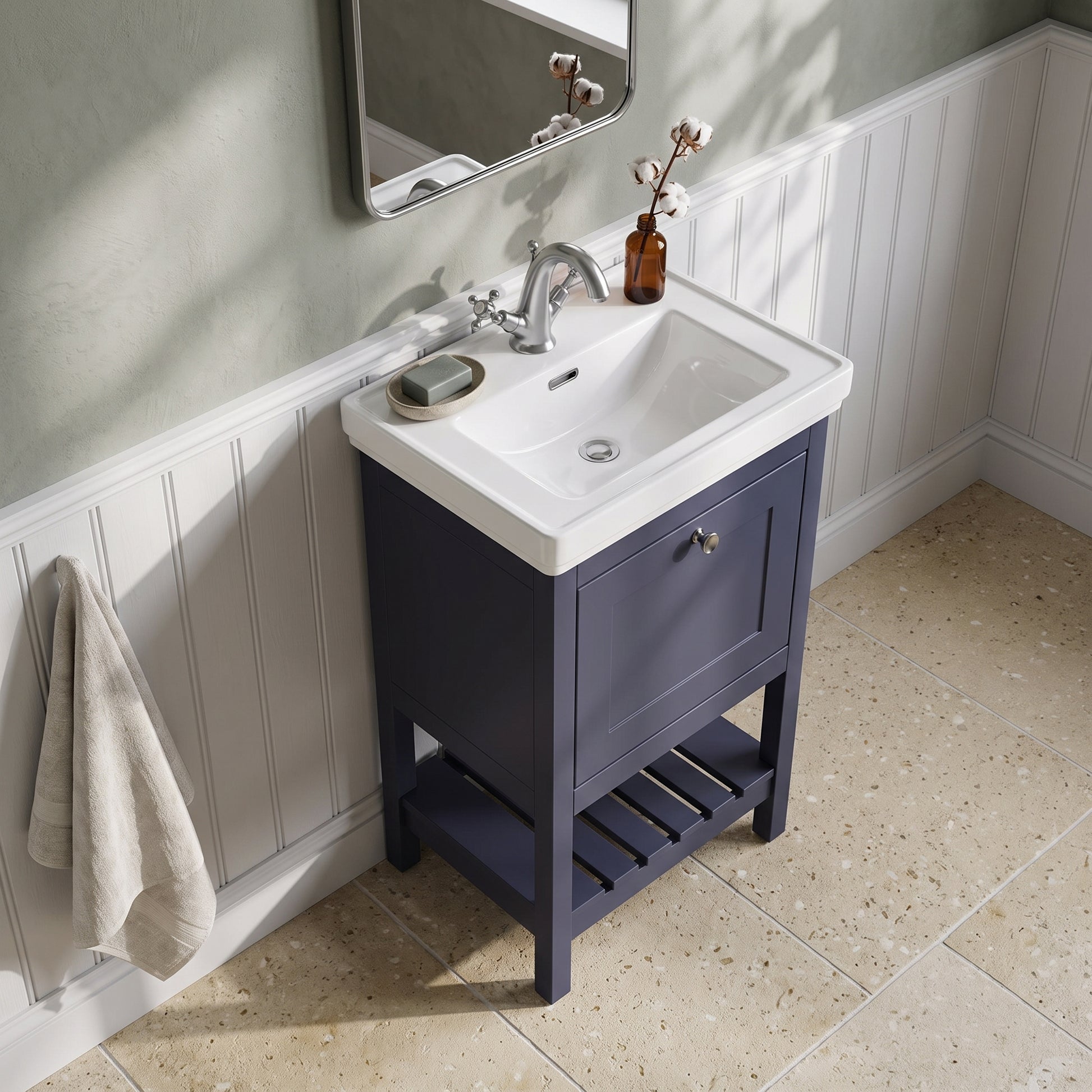 Fairford Juliette 500mm Indigo Blue 1 Tap Hole Floorstanding Vanity Unit