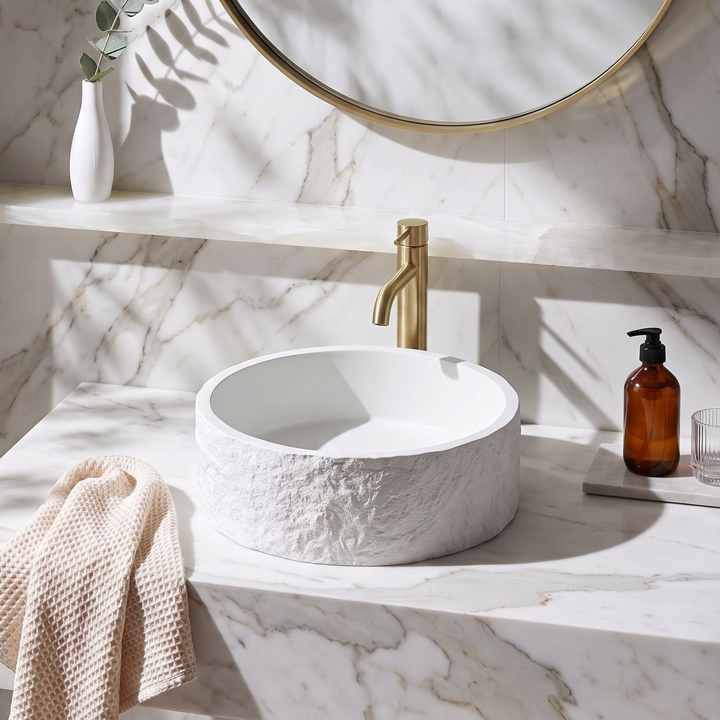 365 x 365mm Naturale White Round Countertop Basin