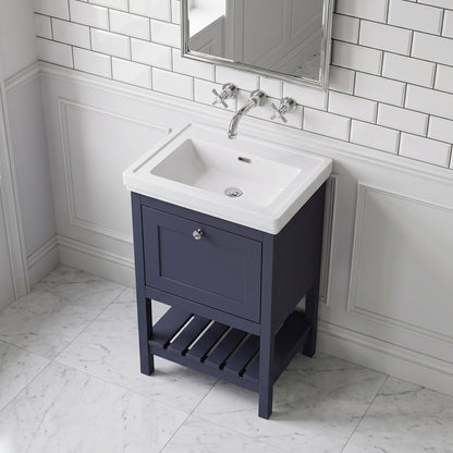 Fairford Juliette Indigo Blue 500mm 1 Drawer Floorstanding Vanity Unit with 0 Tap Hole Basin