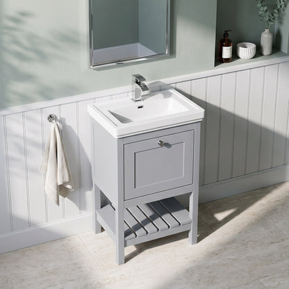 Fairford Juliette Satin Grey 500mm 1 Drawer Floorstanding Vanity Unit with 0 Tap Hole Basin