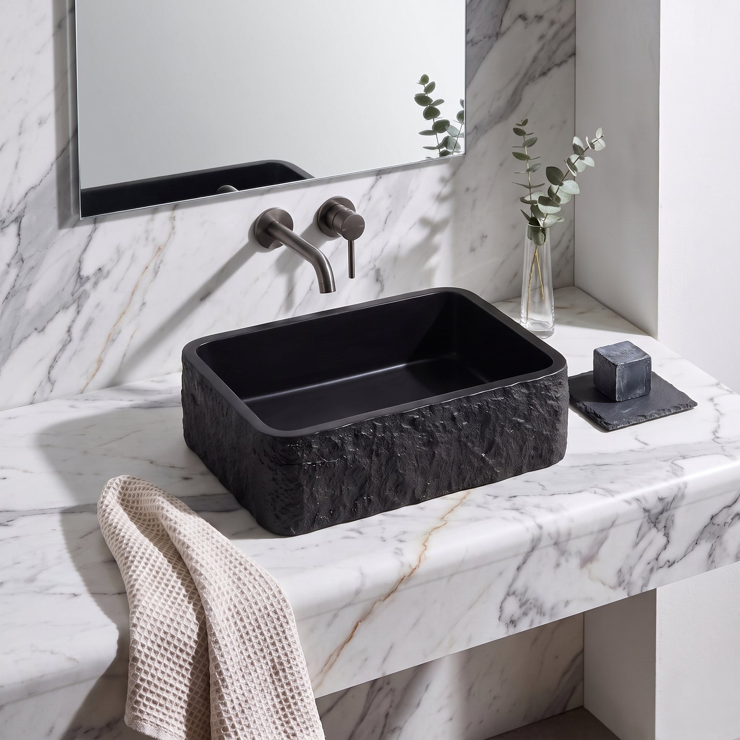406 x 286mm Naturale Black Rectangle Countertop Basin