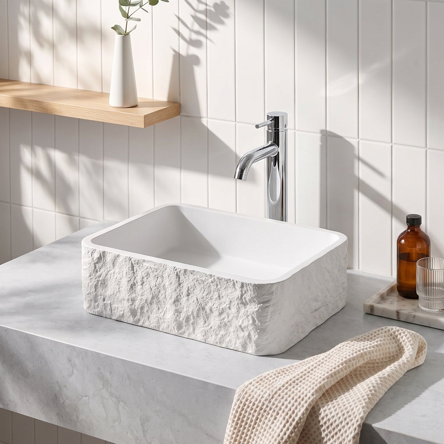 406 x 286mm Naturale White Rectangle Countertop Basin