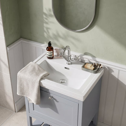 Fairford Juliette Satin Grey 600mm 1 Drawer Floorstanding Vanity Unit with 1 Tap Hole Basin
