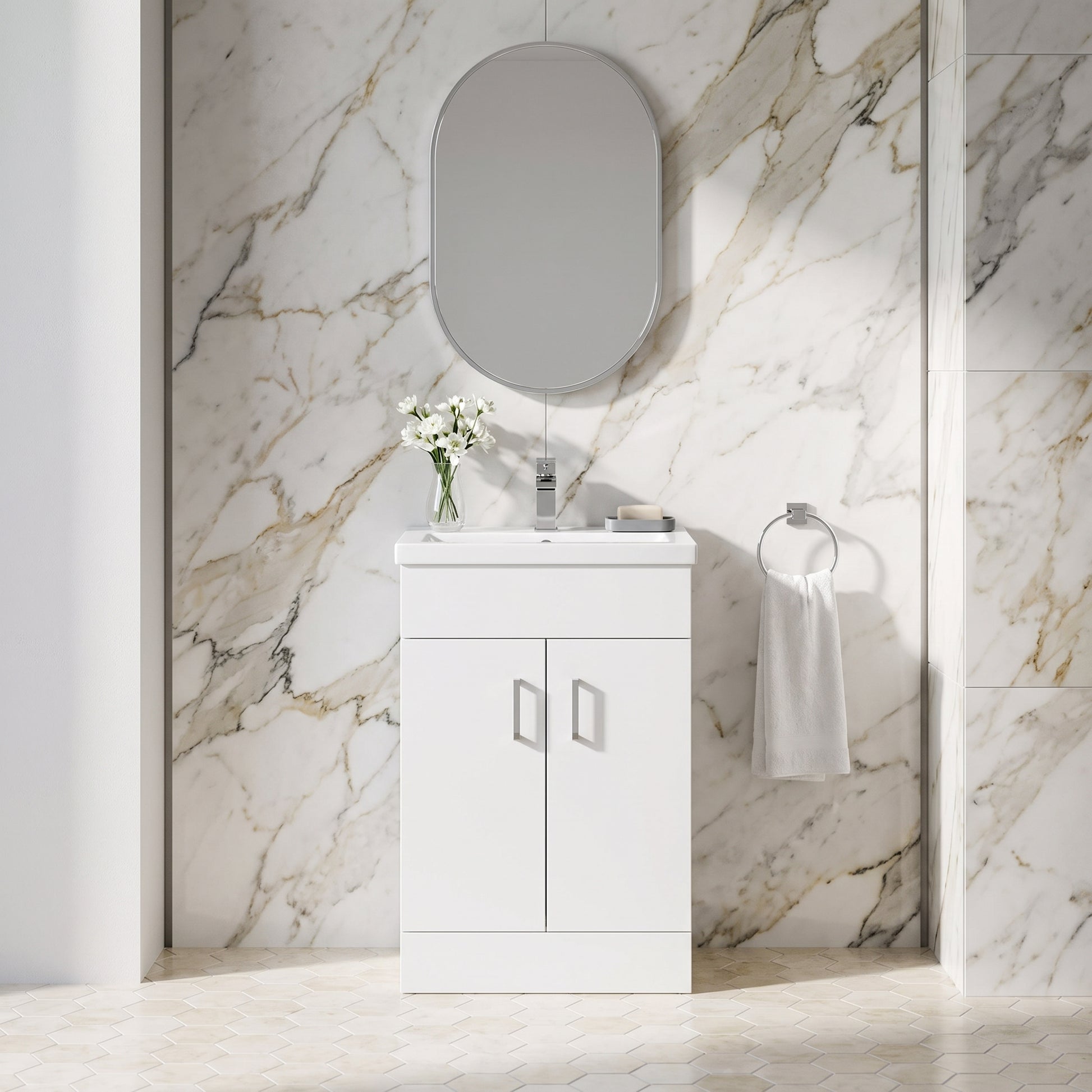 Fairford Kingsly Gloss White 500mm Floor Standing Vanity Unit