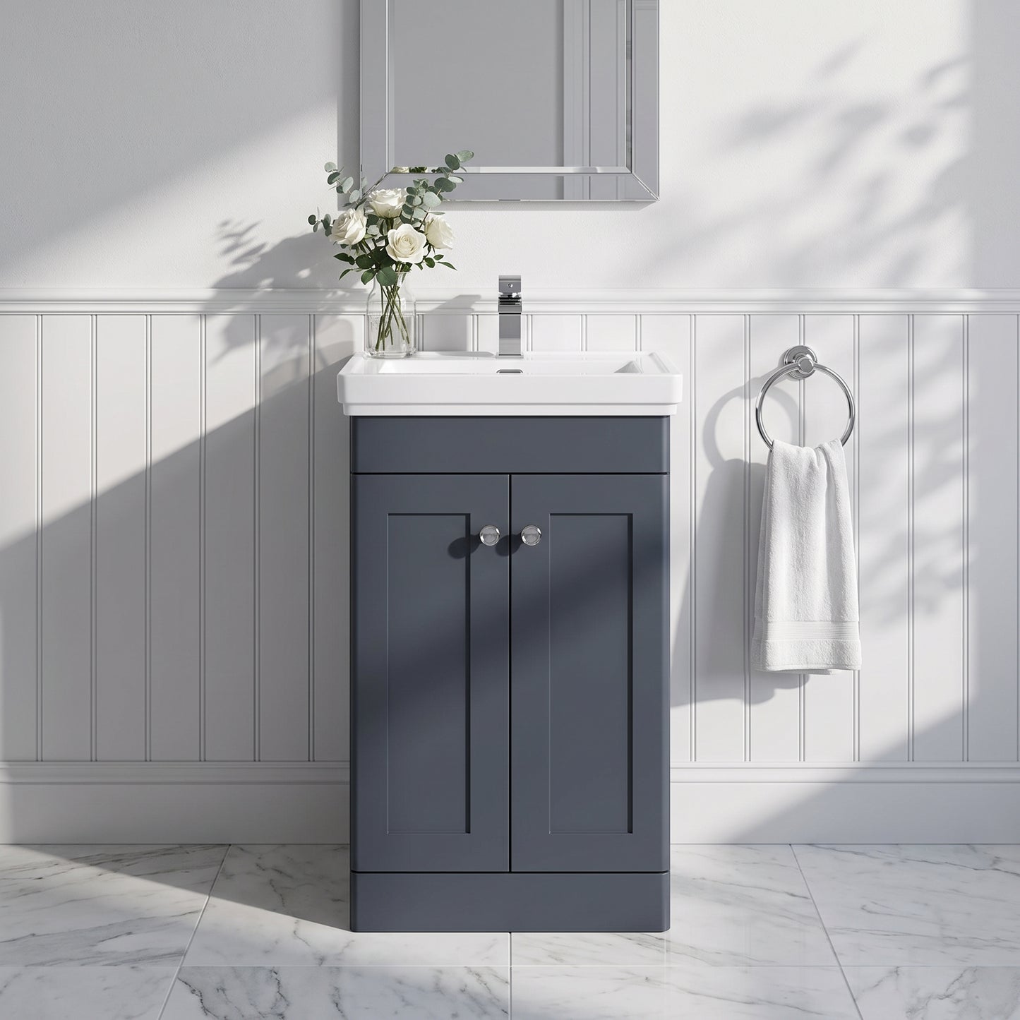 Fairford Laurel 500mm Floor Standing Satin Anthracite Vanity Unit - 1 Tap Hole