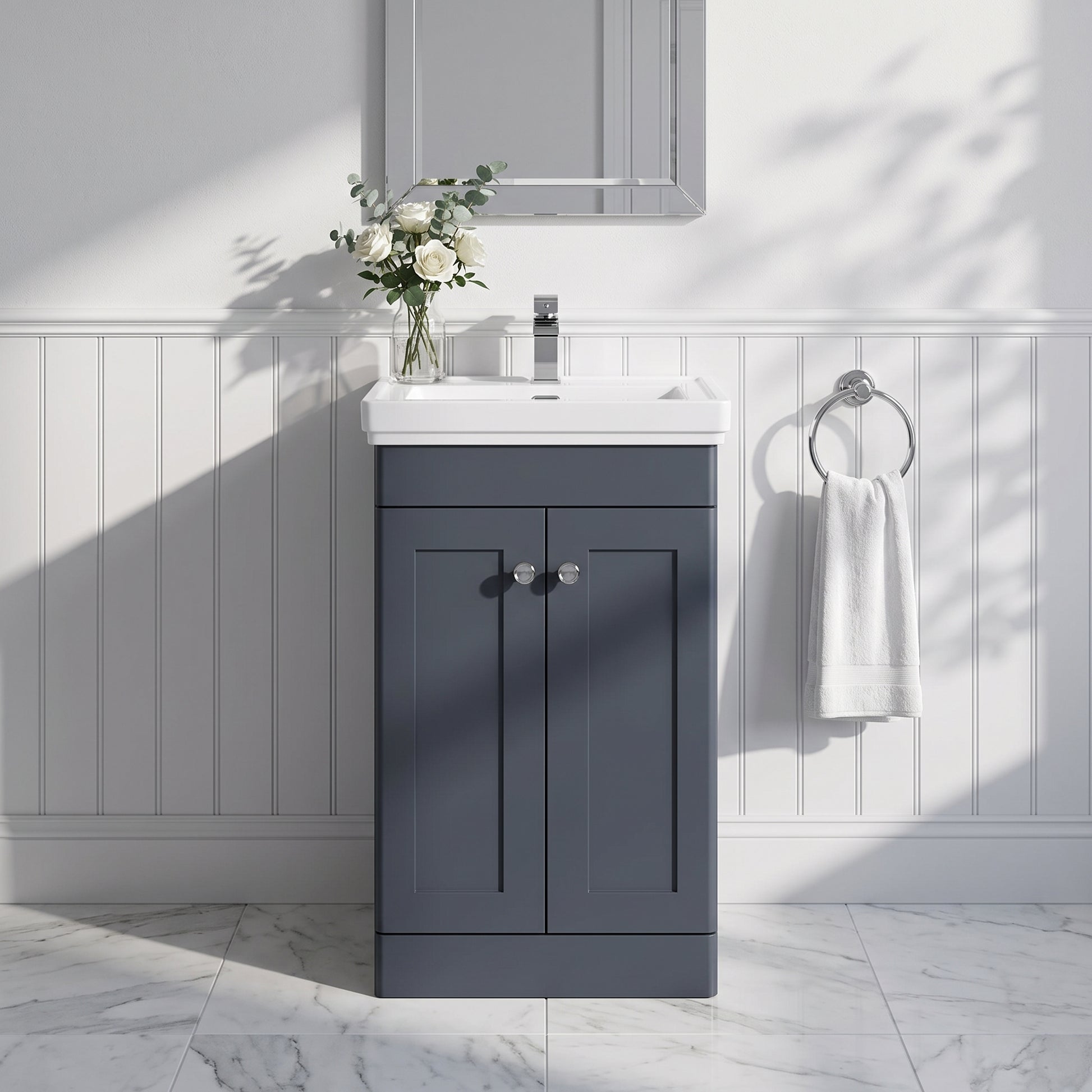 Fairford Laurel 500mm Floor Standing Satin Anthracite Vanity Unit - 1 Tap Hole