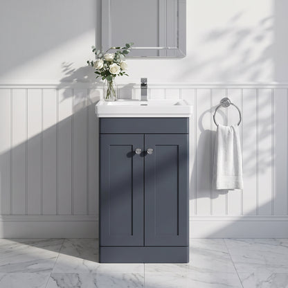Fairford Laurel 500mm Floor Standing Satin Anthracite Vanity Unit - 1 Tap Hole