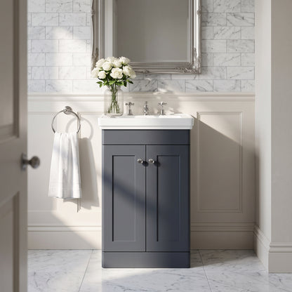 Fairford Laurel 500mm Floor Standing Satin Anthracite Vanity Unit - 3 Tap Hole
