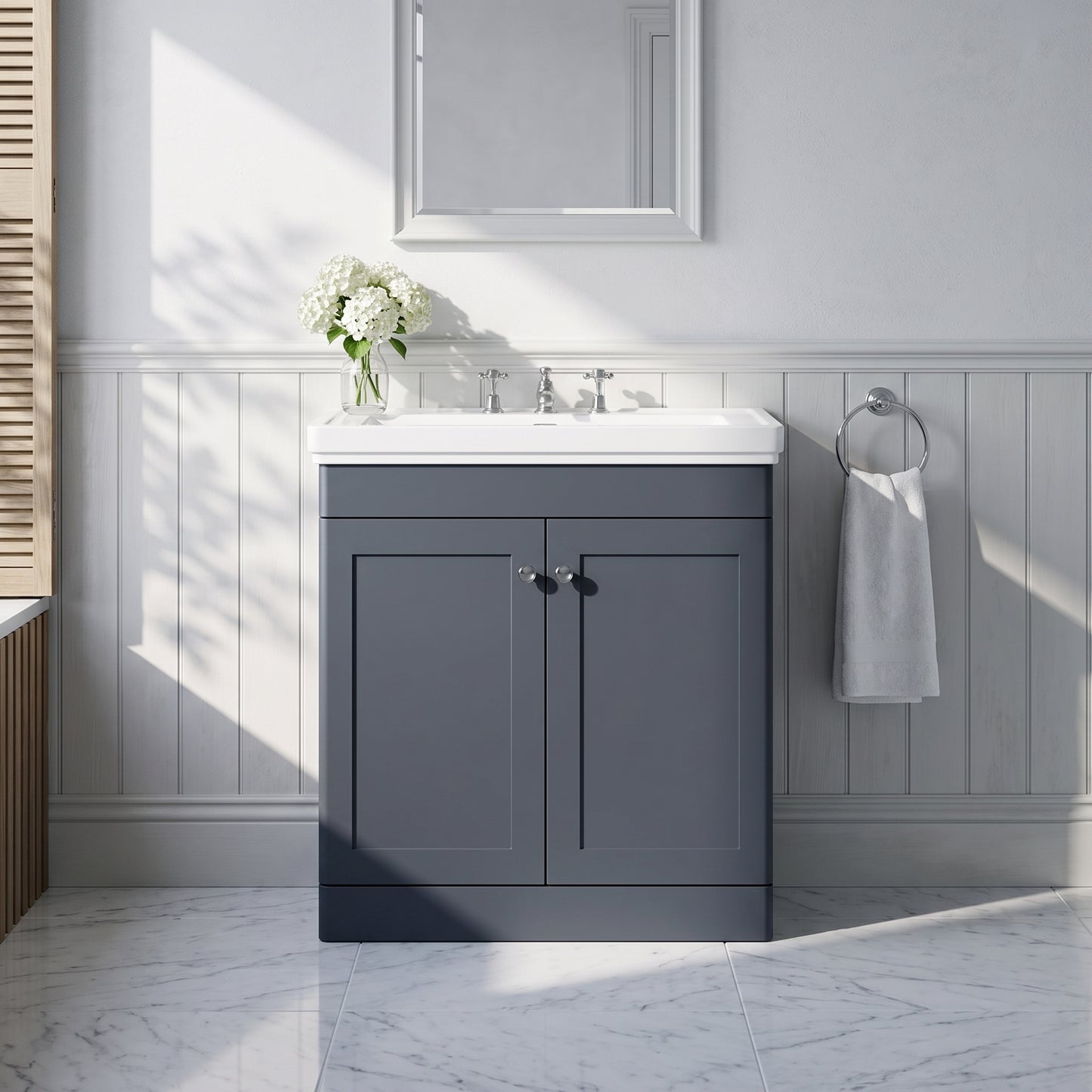 Fairford Laurel 800mm Floor Standing Satin Anthracite Vanity Unit - 3 Tap Hole