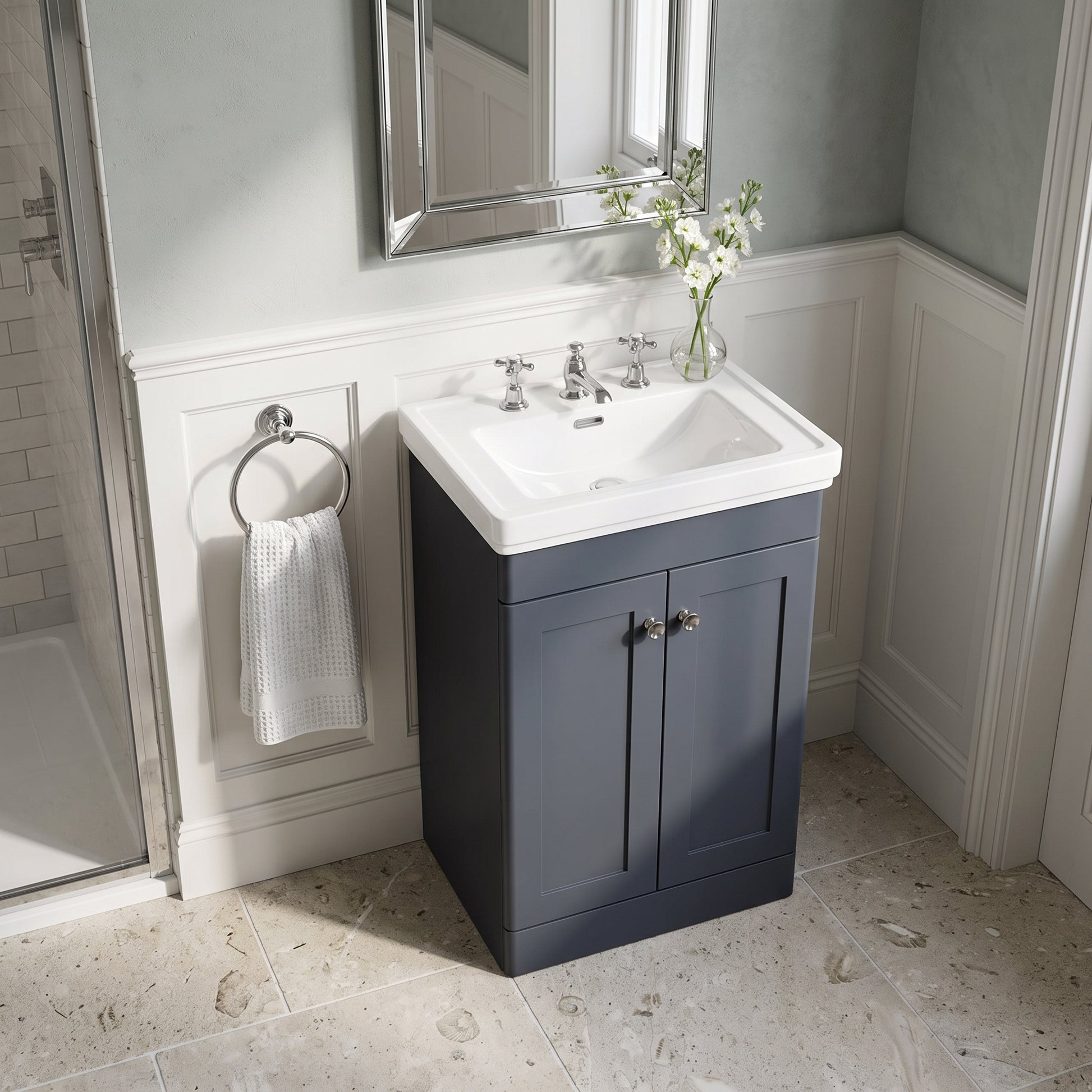 Fairford Laurel 500mm Floor Standing Satin Anthracite Vanity Unit - 3 Tap Hole