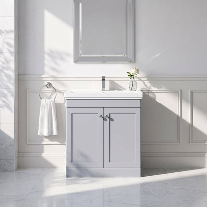 Fairford Laurel 800mm Floor Standing Satin Grey Vanity Unit - 1 Tap Hole