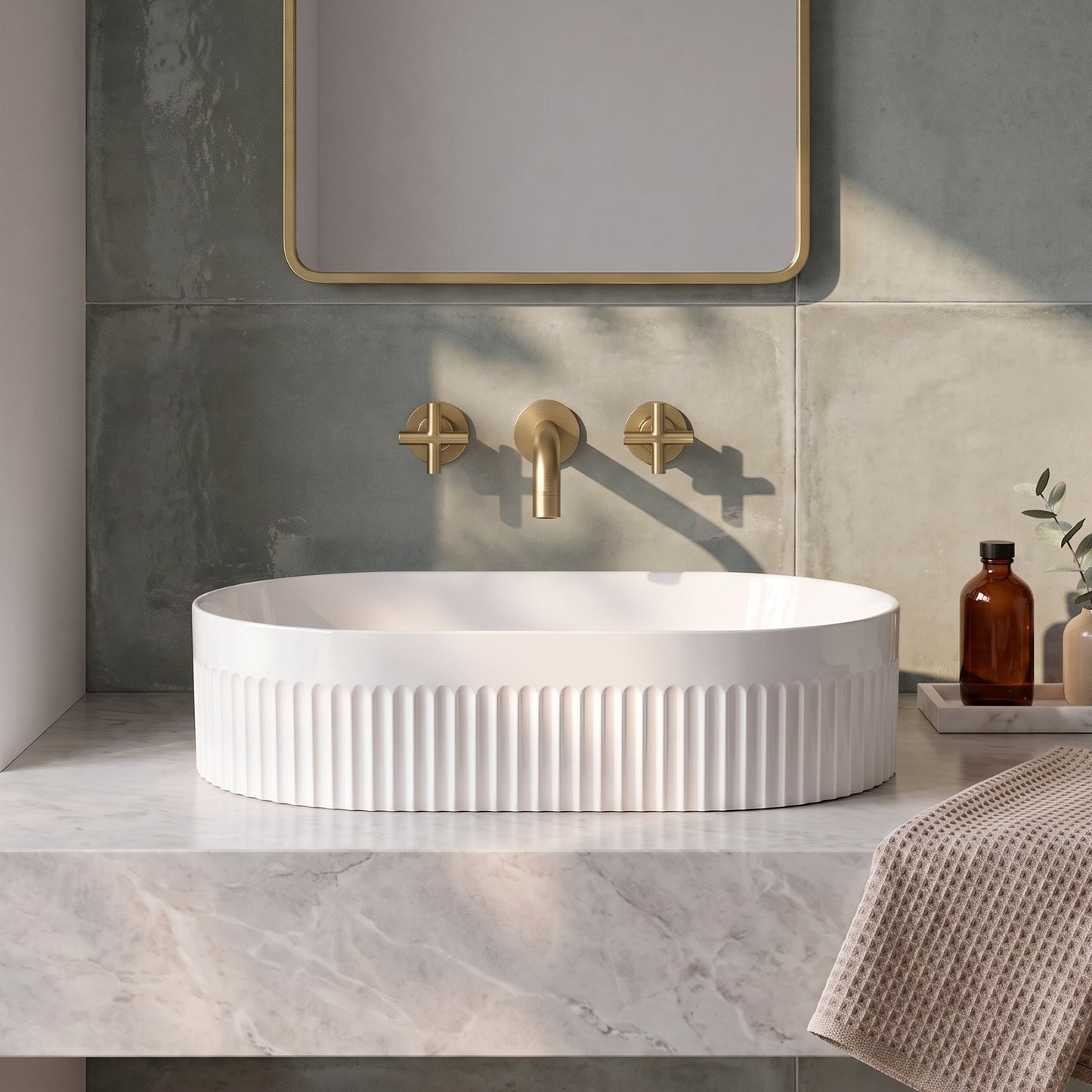 575 x 360mm Oval Fluted Vessel
