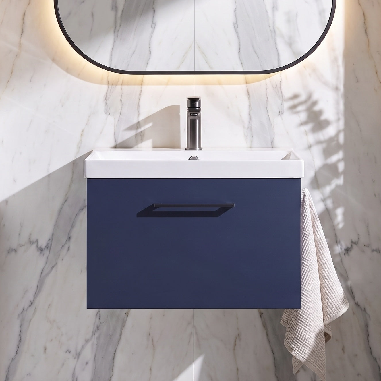 Fairford Aspri Midnight Blue 600mm 1 Drawer Wall Hung Vanity Unit