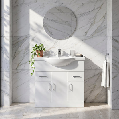 Fairford Opto 850mm Gloss White Vanity Unit