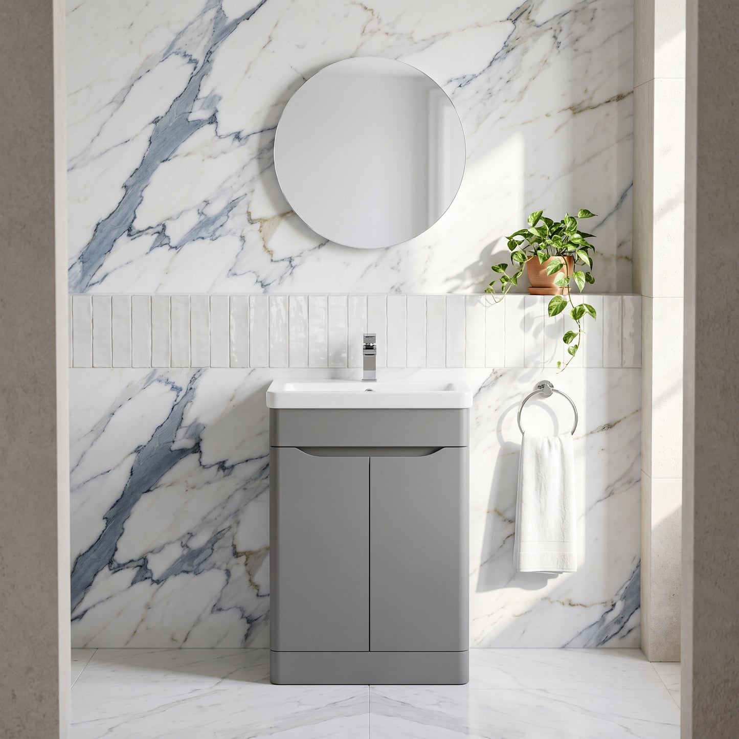 Fairford Rox 600mm Satin Grey Floorstanding Vanity Unit