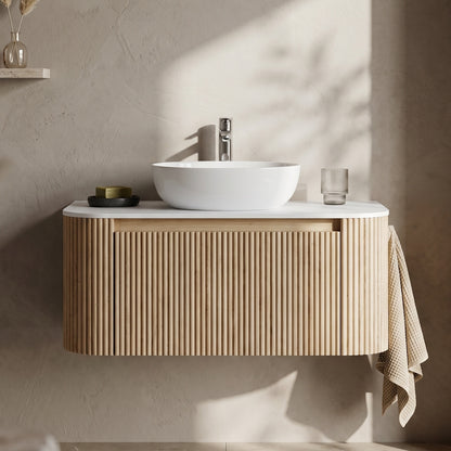 Fairford Sophia Country Oak 870mm Wall Hung Vanity Unit with Worktop