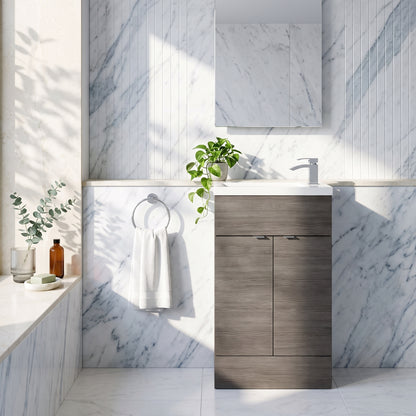 Fairford Union 500mm Slimline Grey Woodgrain Vanity Unit