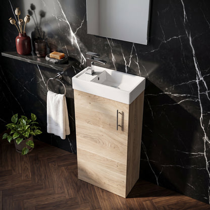 Fairford Minimalist 400mm Bleached Oak Floorstanding Vanity Unit & Basin