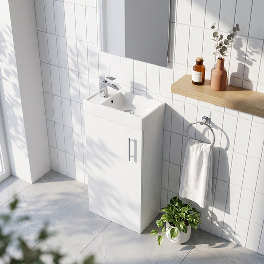 Fairford Minimalist 400mm Gloss White Floorstanding Vanity Unit