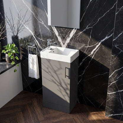 Fairford Minimalist 400mm Gloss Grey Floor Standing Vanity Unit