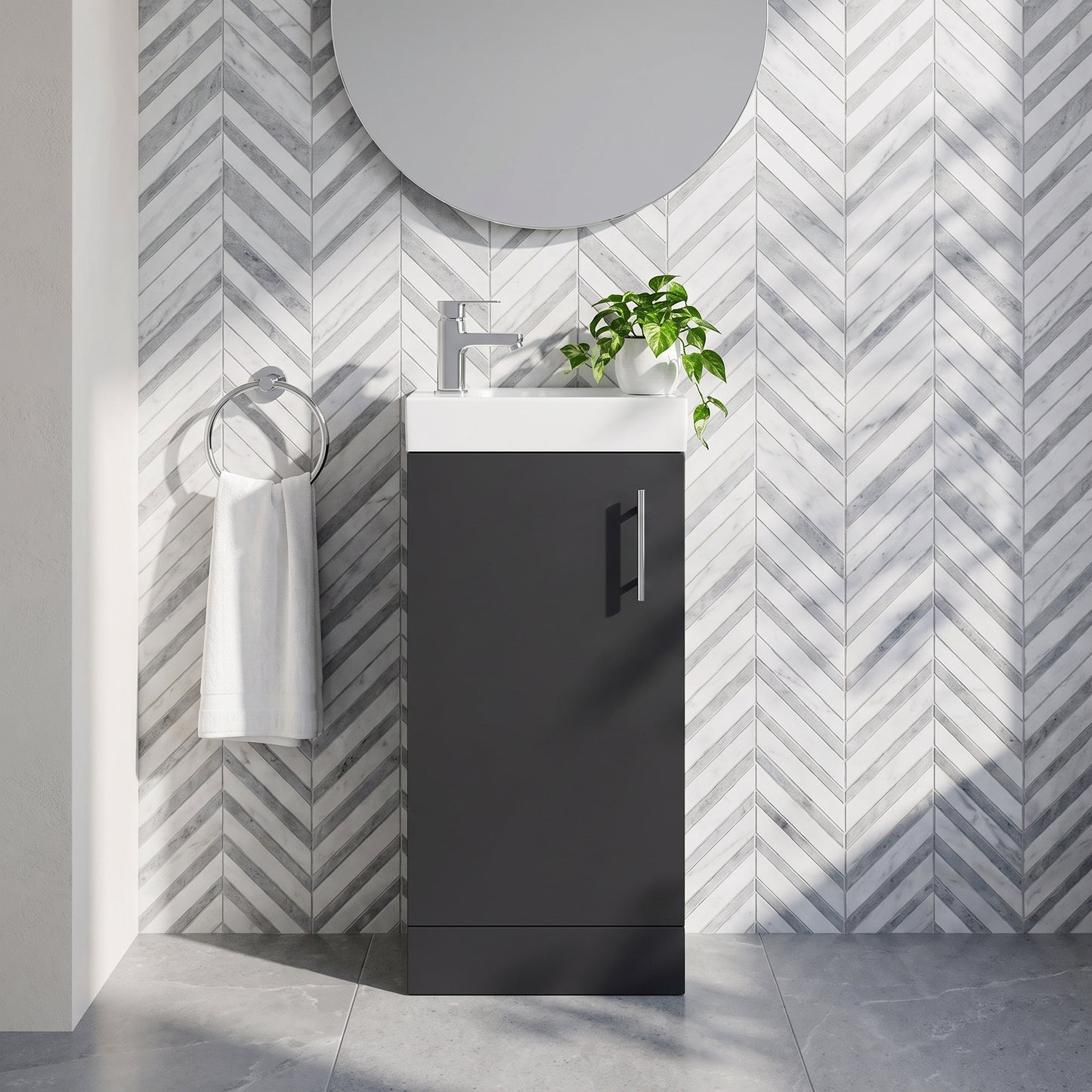 Fairford Minimalist Soft Black 400mm Floorstanding Vanity Unit