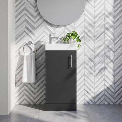 Fairford Minimalist Soft Black 400mm Floorstanding Vanity Unit