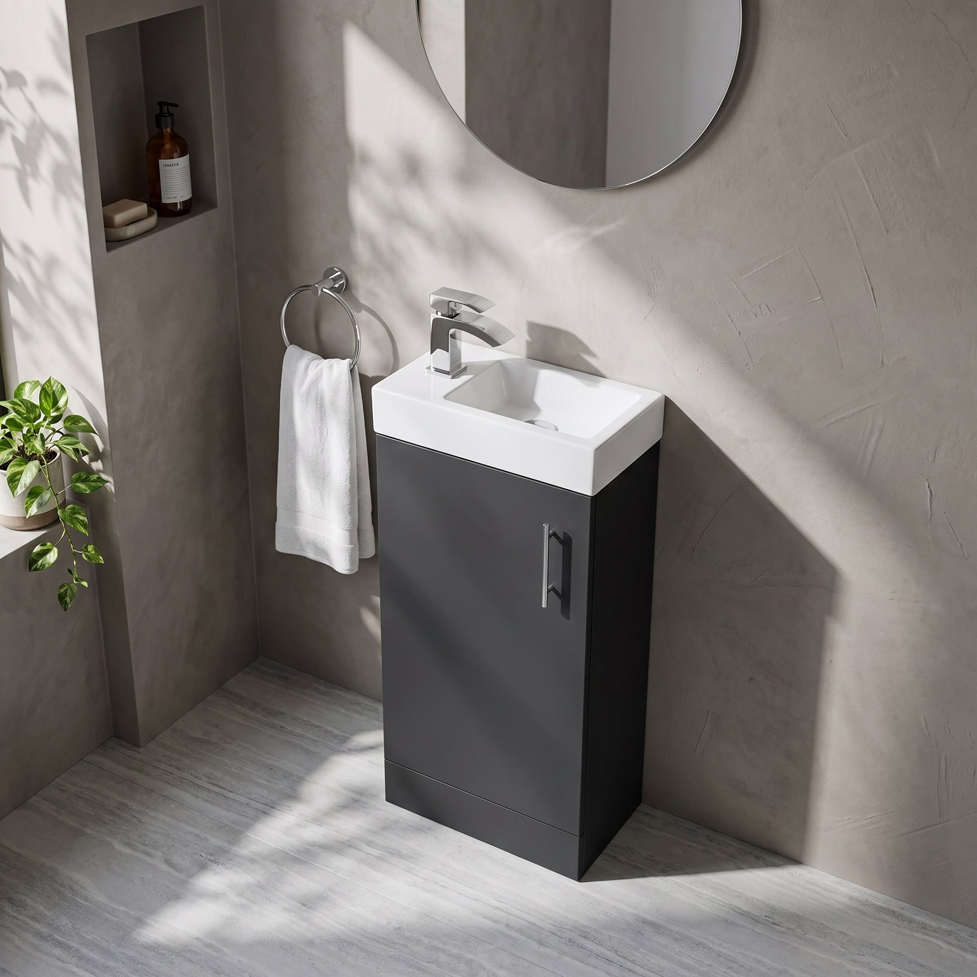 Fairford Minimalist Soft Black 400mm Floorstanding Vanity Unit