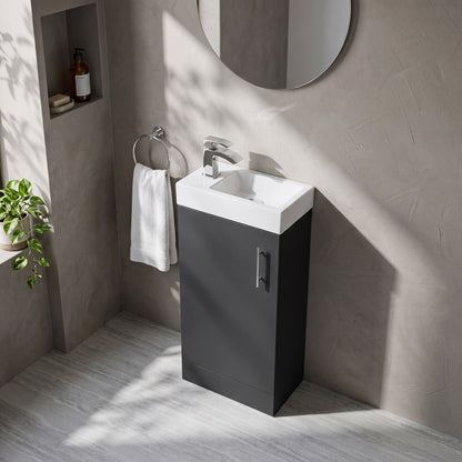 Fairford Minimalist Soft Black 400mm Floorstanding Vanity Unit