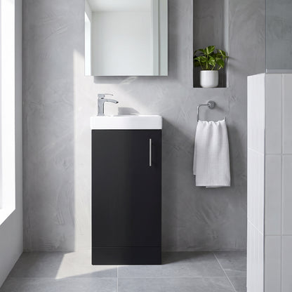 Fairford Minimalist Soft Black 400mm Floorstanding Vanity Unit