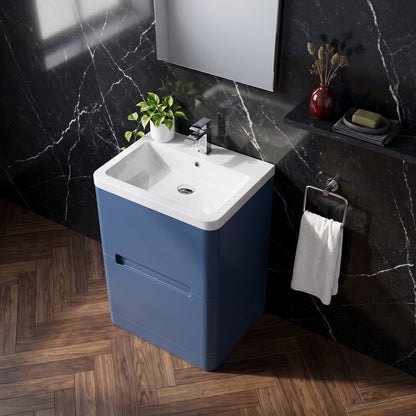 Fairford Rox 600mm Satin Blue Floorstanding Vanity Unit
