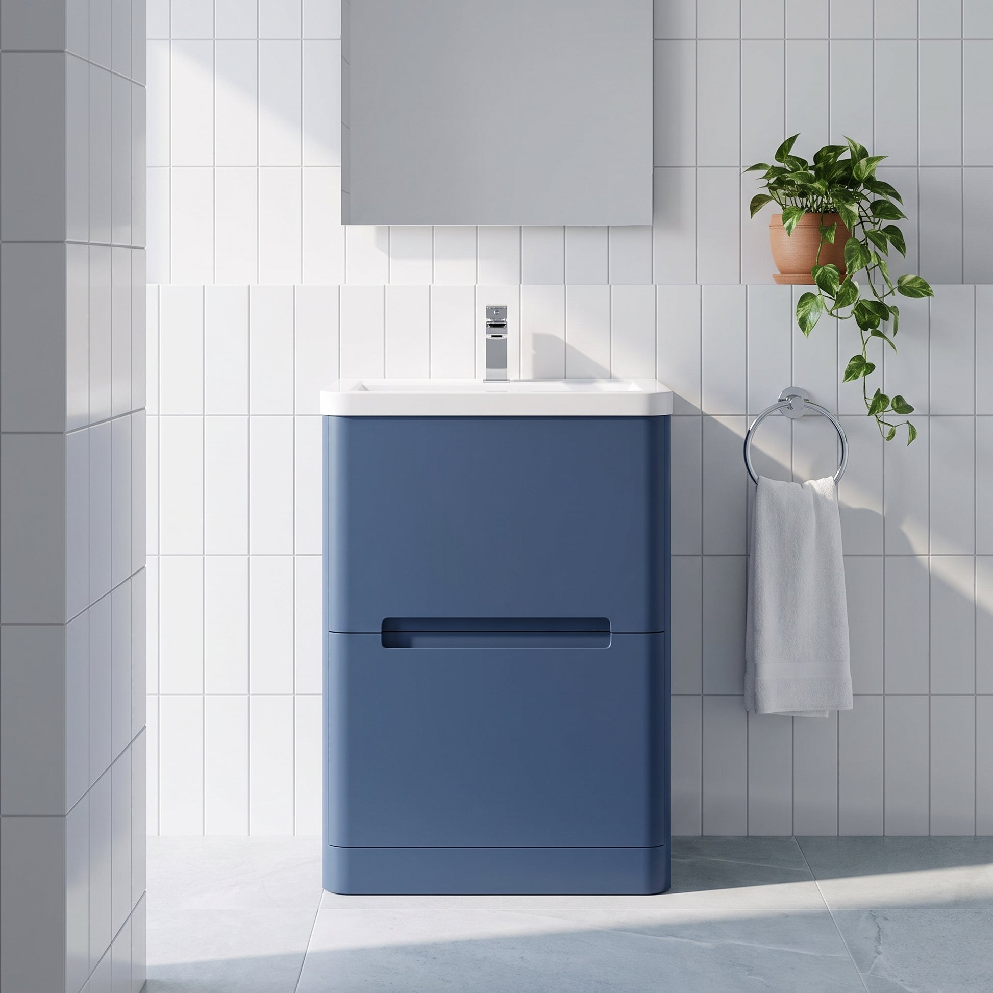 Fairford Rox 600mm Satin Blue Floorstanding Vanity Unit