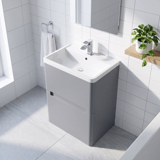 Fairford Rox 800mm Satin Grey Floorstanding Vanity Unit