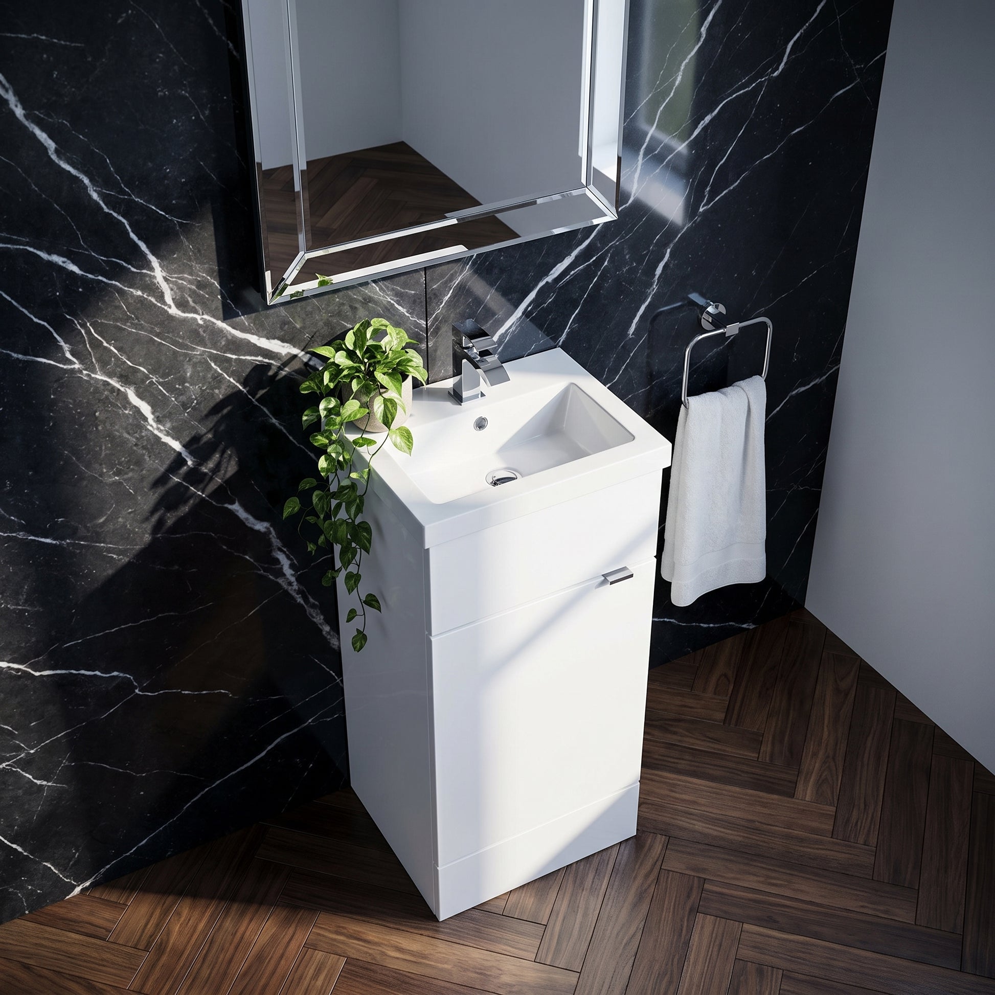 Fairford Union 400mm Full Depth Gloss White Vanity Unit