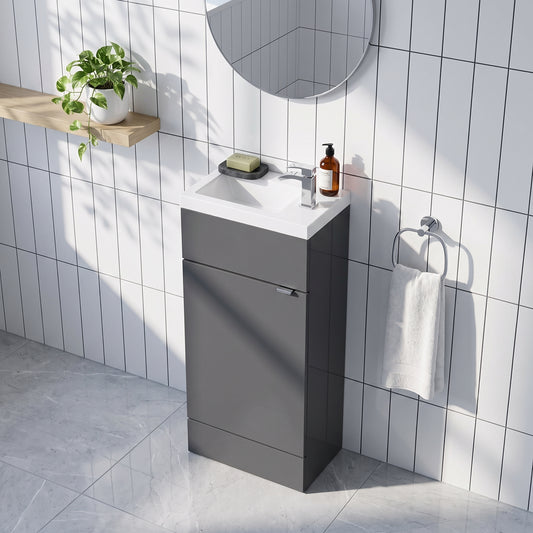 Fairford Union 400mm Slimline Gloss Grey Vanity Unit