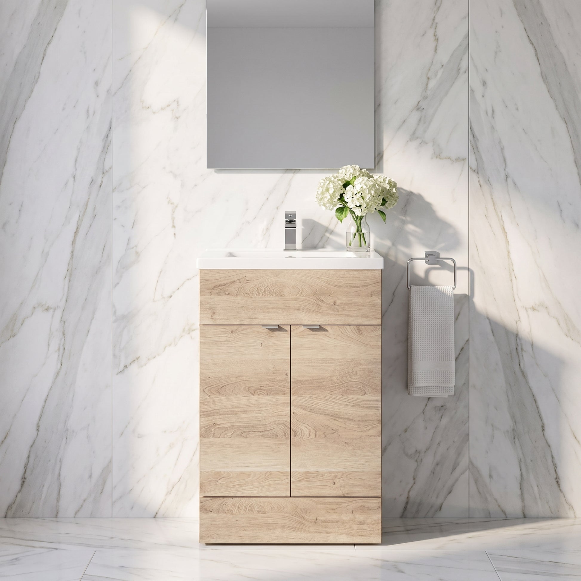 Fairford Union 500mm Bleached Oak Slimline Vanity Unit