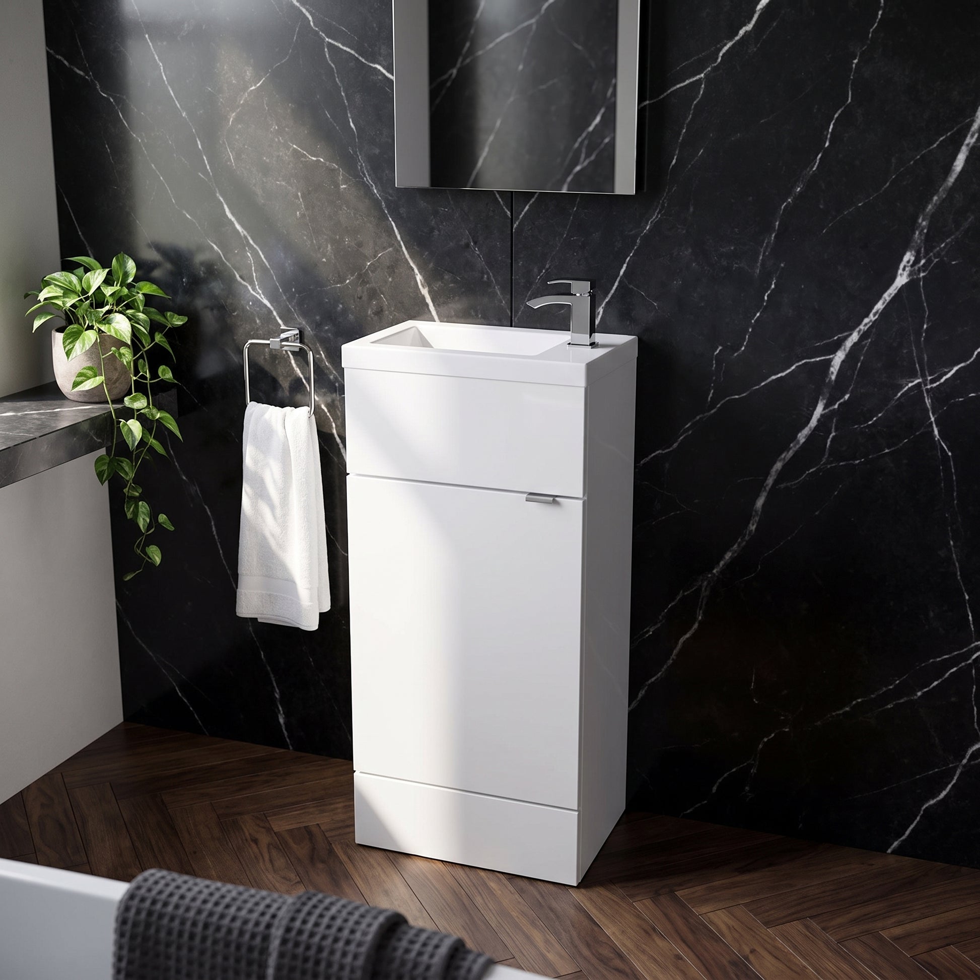 Fairford Union 400mm Slimline Gloss White Vanity Unit