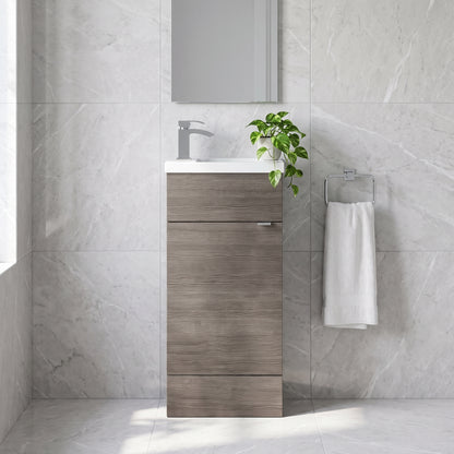 Fairford Union 400mm Slimline Grey Woodgrain Vanity Unit