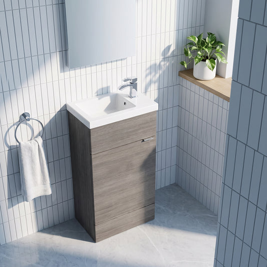 Fairford Union 400mm Slimline Grey Woodgrain Vanity Unit