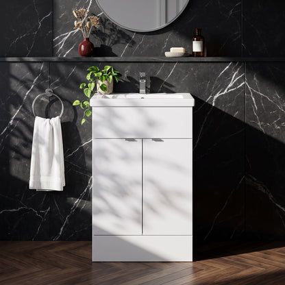Fairford Union 500mm Full Depth Gloss White Vanity Unit