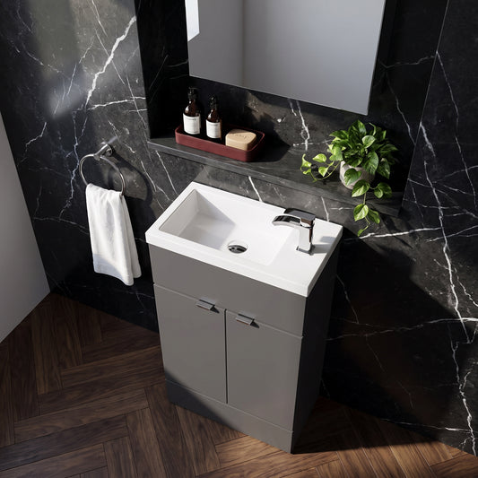 Fairford Union 500mm Slimline Gloss Grey Vanity Unit