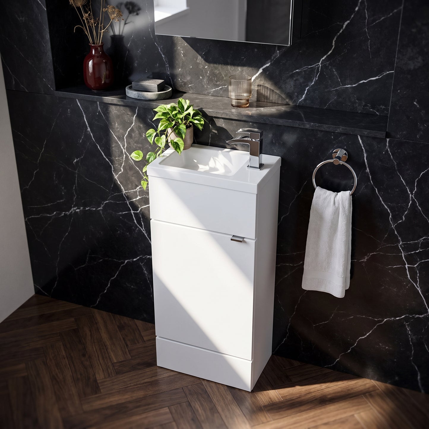 Fairford Union 400mm Slimline Gloss White Vanity Unit