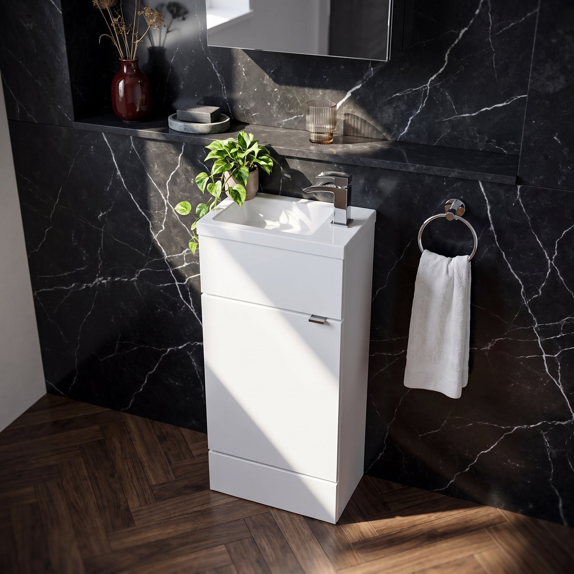 Fairford Union 400mm Slimline Gloss White Vanity Unit