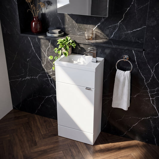 Fairford Union 400mm Slimline Gloss White Vanity Unit