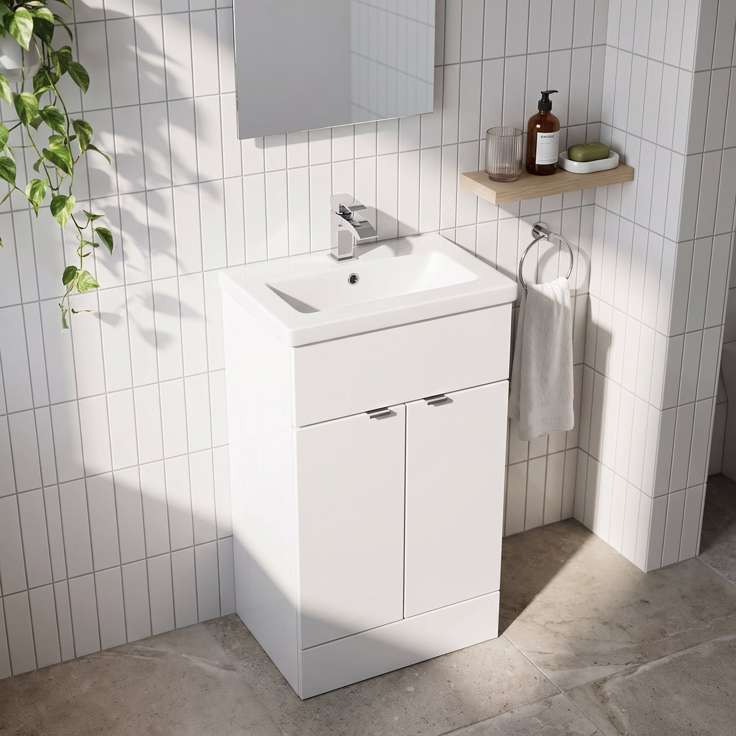 Fairford Union 500mm Full Depth Gloss White Vanity Unit
