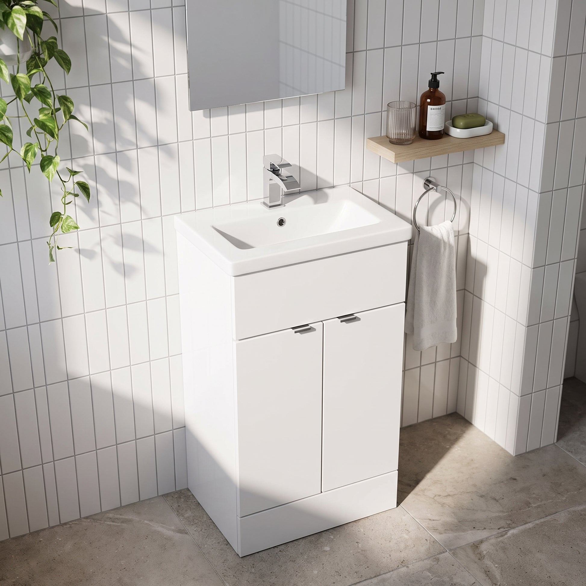 Fairford Union 500mm Full Depth Gloss White Vanity Unit