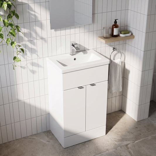 Fairford Union 500mm Full Depth Gloss White Vanity Unit
