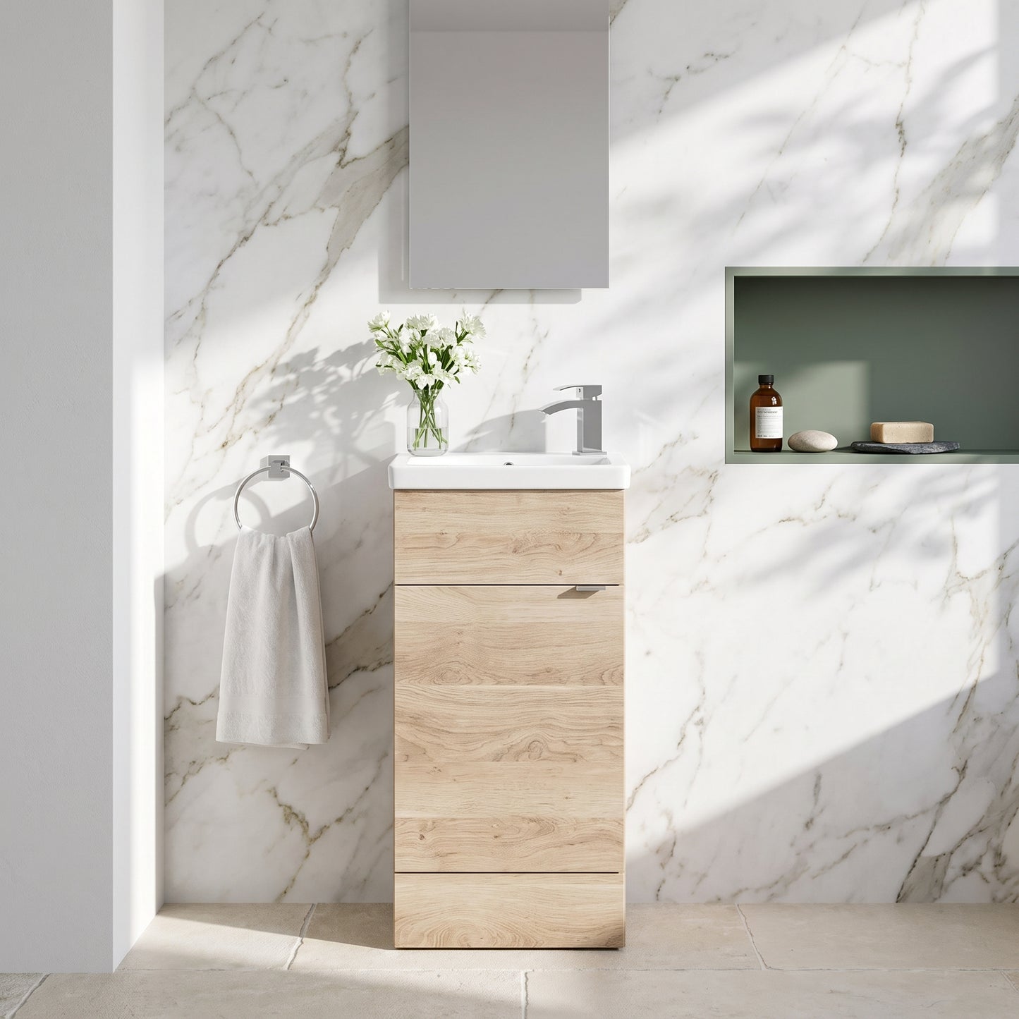 Fairford Union 400mm Bleached Oak Slimline Vanity Unit